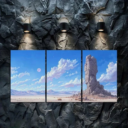 3pcs The Rocks in The Desert and Gobi Metal Print Ready to Hang Art
