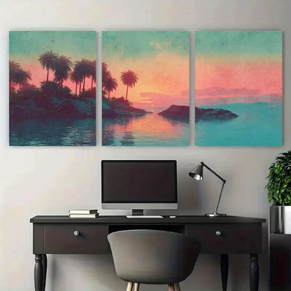 3pcs Retro Ocean Seascape Antique Perfect  Wall Art Set Canvas Framed 60x90cm - High Quality Print 100% Australian Made Wall Canvas Ready to Hang