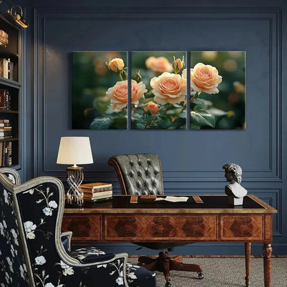 3pcs Roses Greenery Floral Art Painting Metal Print Ready to Hang Art - Bella Home Decor
