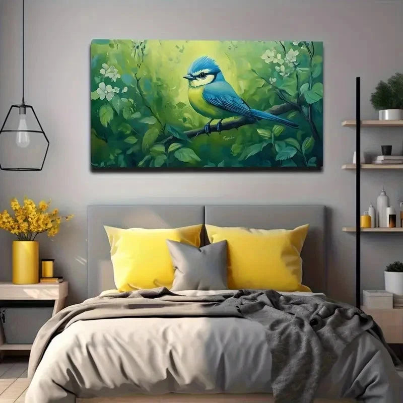 Standing Bird On Branches Wall Art Canvas Office Home Room Framed 120x60cm