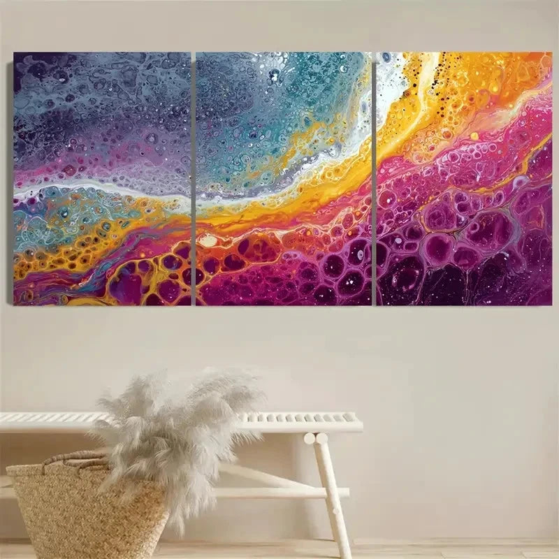3pcs Colorful Trippy Abstract Wall Art Set Canvas Framed 60x90cm - High Quality Print 100% Australian Made Wall Canvas Ready to Hang - Bella Home Decor