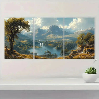 3pcs Rustic Landscape The Valley of the Tyne Metal Print Ready to Hang Art - Bella Home Decor