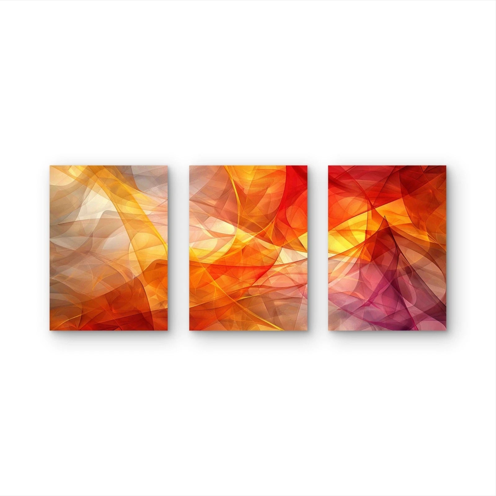 3pcs Colorful Abstract Expressionist Brushstrokes Metal Print Ready to Hang Art
