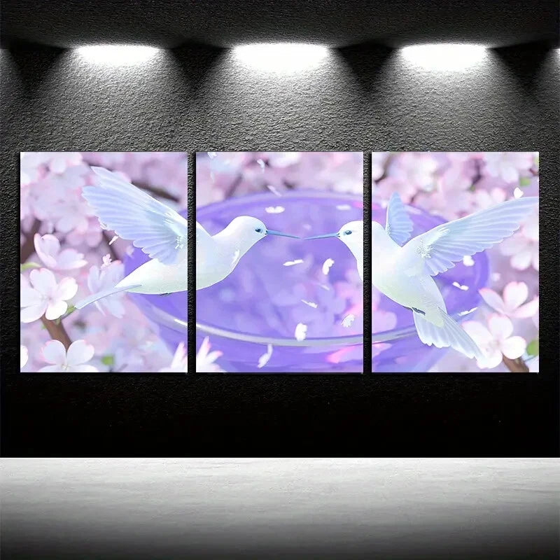 3pcs Vibrant Peace Dove Design Metal Print Ready to Hang Art - Bella Home Decor