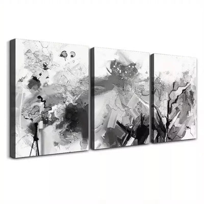 3pcs Abstract Black & White Brushstroke Canvas Wall Art Set Canvas Framed 50x70cm - High Quality Print 100% Australian Made Wall Canvas Ready to Hang