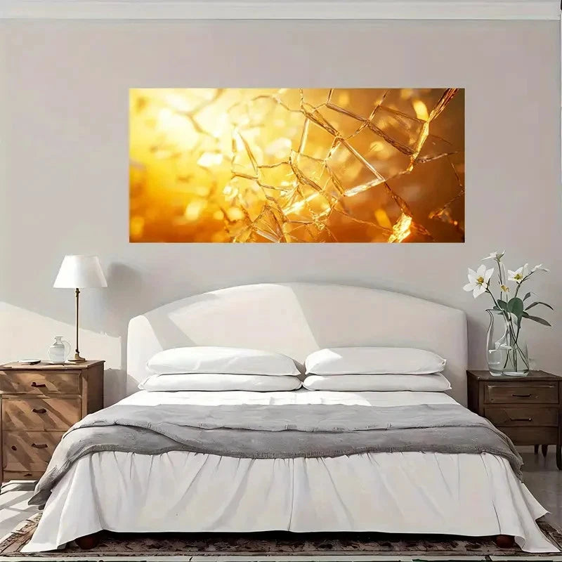 Yellow Abstract Pattern Shine Wall Art Canvas Office Home Room Framed 120x60cm