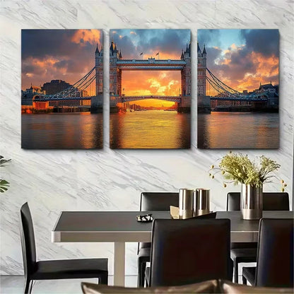 3pcs Tower Bridge on the River Metal Print Ready to Hang Art