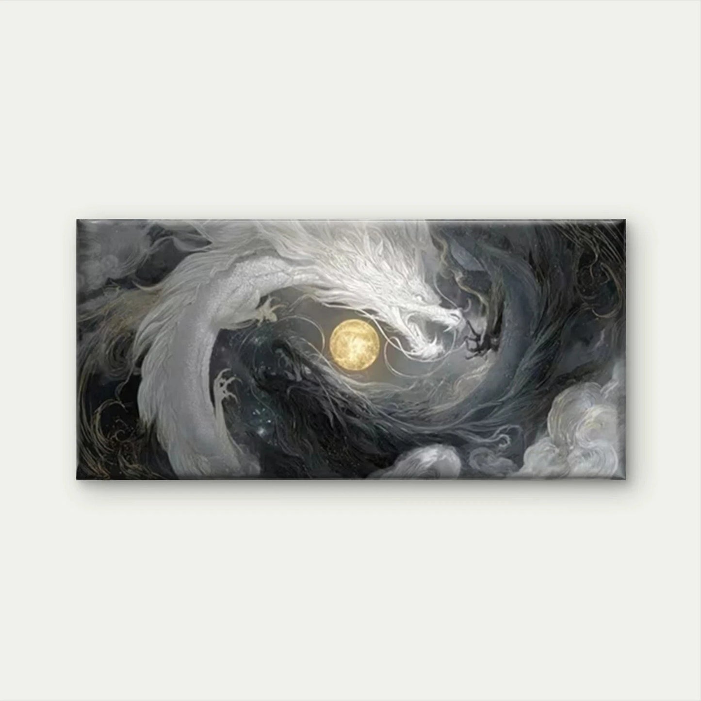 Dragon & Cloud Patterns Wall Art Canvas Office Home Room Framed 120x60cm