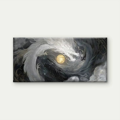 Dragon & Cloud Patterns Wall Art Canvas Office Home Room Framed 120x60cm