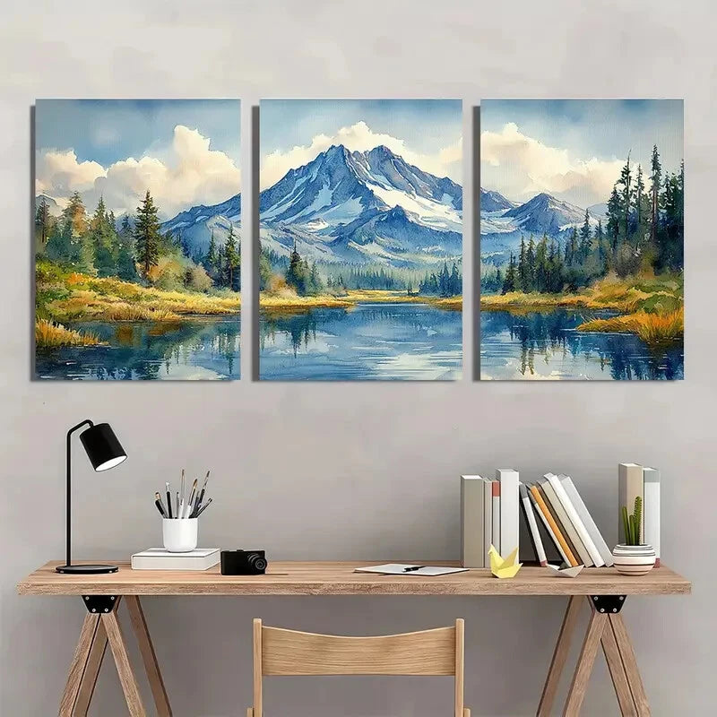3pcs Oregon Art Inspired Landscape Painting Metal Print Ready to Hang Art - Bella Home Decor