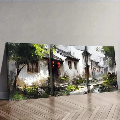 3pcs Jiangnan Water Town Wall Art Set Canvas Unframed - High Quality Print 100% Australian Made Wall Canvas