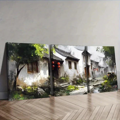 3pcs Jiangnan Water Town Wall Art Set Canvas Unframed - High Quality Print 100% Australian Made Wall Canvas