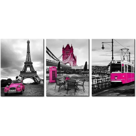 3pcs Eiffel Tower, Love-Themed Metal Print Ready to Hang Art