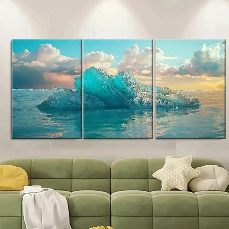 3pcs Lagoon Iceberg Scenic Nature Metal Print Ready to Hang Art - Bella Home Decor