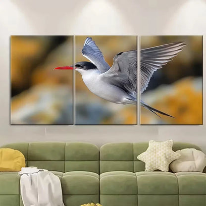 3pcs Black Feathered Seabird with Red Bill Metal Print Ready to Hang Art - Bella Home Decor