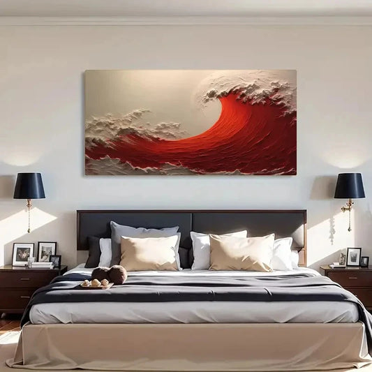 Nordic Minimalist Stunning Red Wall Art Canvas Office Home Room Framed 120x60cm