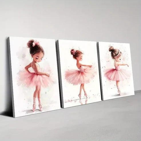 3pcs Charming Vintage Ballet Dancer Watercolor Canvas Unframed - High Quality Print 100% Australian Made Wall Canvas