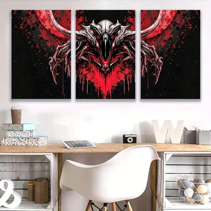 3pcs Black And Red Images Painting L  Wall Art Set Canvas Framed 50x70cm - High Quality Print 100% Australian Made Wall Canvas Ready to Hang - Bella Home Decor