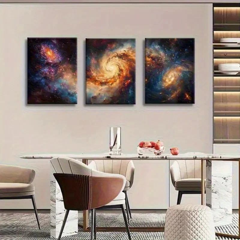 3pcs Cosmic Spiral for Galaxy Painting Metal Print Ready to Hang Art - Bella Home Decor