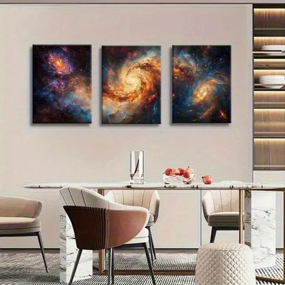 3pcs Cosmic Spiral for Galaxy Painting Metal Print Ready to Hang Art - Bella Home Decor