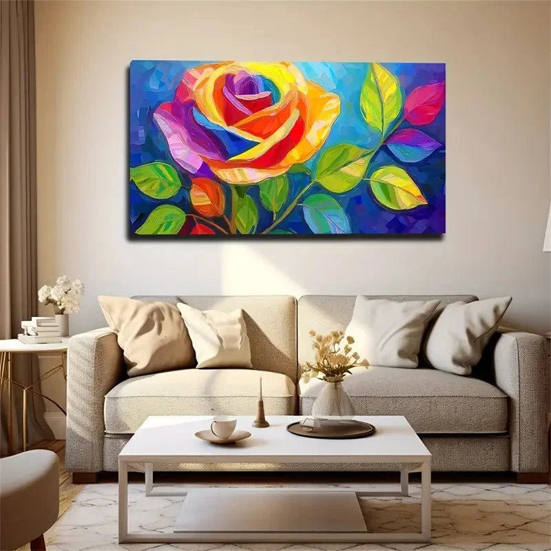 Vibrant Rose Garden Wall Art Canvas Office Home Room Framed 120x60cm