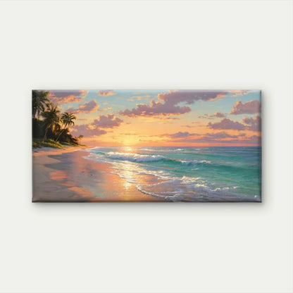 Tropical Palm Tree Beach Wall Art Canvas Office Home Room Framed 120x60cm