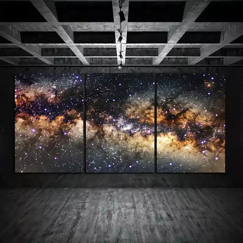 3pcs Panoramic View of The Milky Way Galaxy Canvas Unframed - High Quality Print 100% Australian Made Wall Canvas