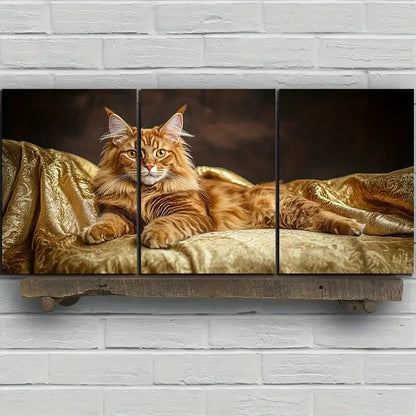 3pcs The Cutest Cat on the Golden Sofa Metal Print Ready to Hang Art - Bella Home Decor