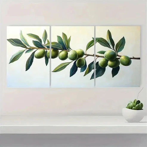 3pcs Olive Branch Tree Botanical Wall Art Canvas Unframed - High Quality Print 100% Australian Made Wall Canvas