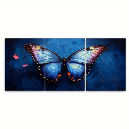 3pcs Blue Violet Butterfly Abstract Wall Art Set Canvas Framed 40x60cm - High Quality Print 100% Australian Made Wall Canvas Ready to Hang - Bella Home Decor