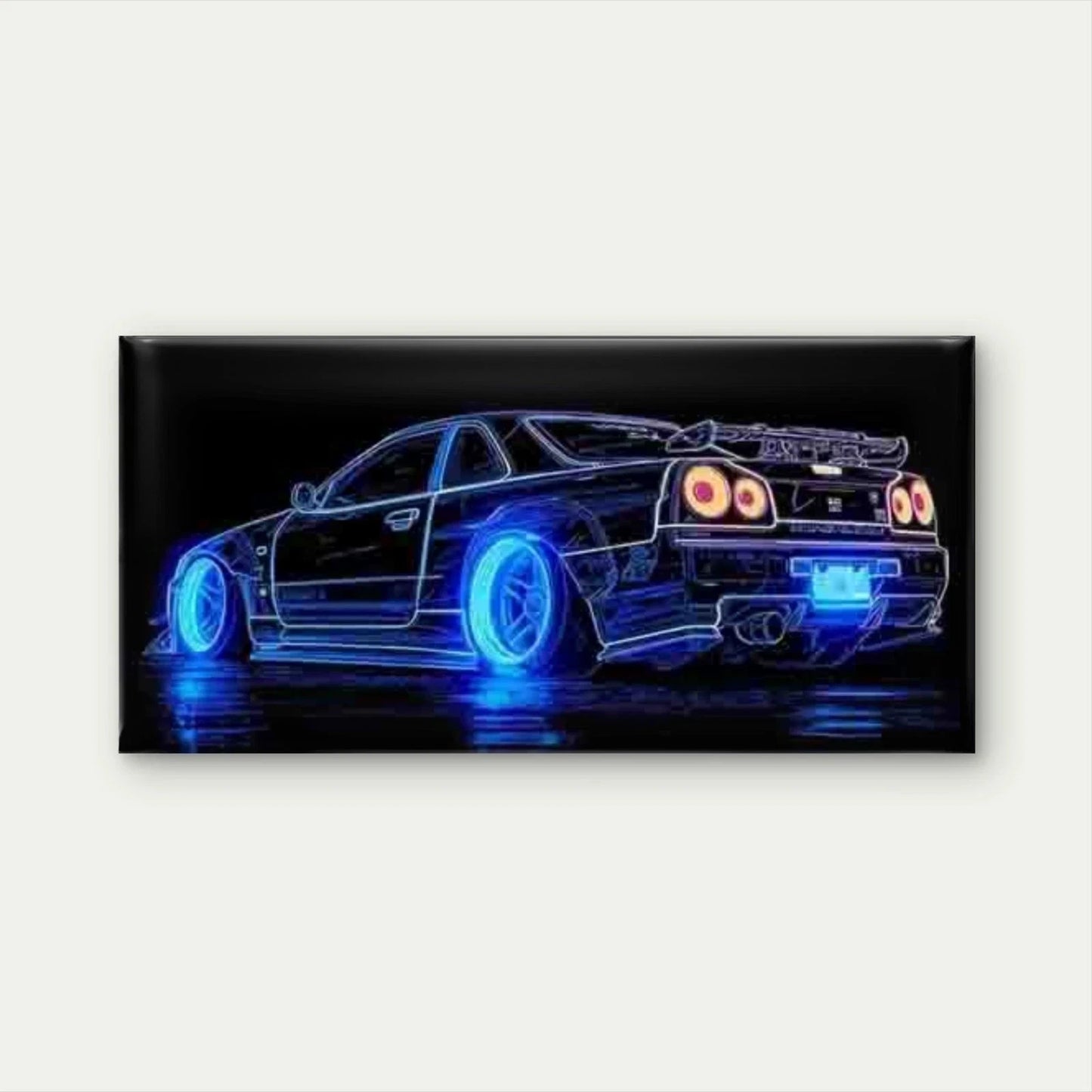 Sports Car Vibrant Blue & Red Wall Art Canvas Office Home Room Framed 120x60cm
