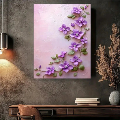 Beautiful Vibrant Purple Floral Vintage Vertical 40x60cm Metal Print Ready to Hang - Bella Home Decor