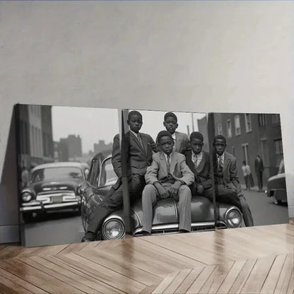 3pcs Vintage Car & Teens Scene Wall Art Set Canvas Unframed - High Quality Print 100% Australian Made Wall Canvas