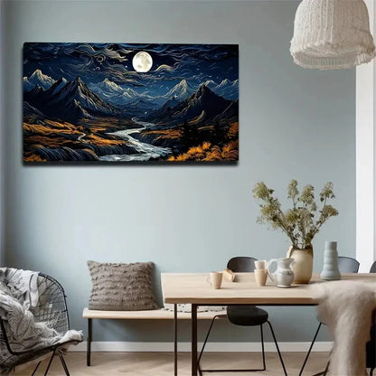 Mountain River Suitable Wall Art Canvas Office Home Room Framed 120x60cm