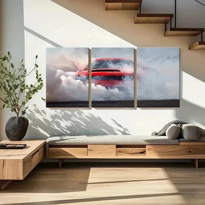 3pcs Vintage Sports Car in Action Wall Art Canvas Unframed - High Quality Print 100% Australian Made Wall Canvas - Bella Home Decor