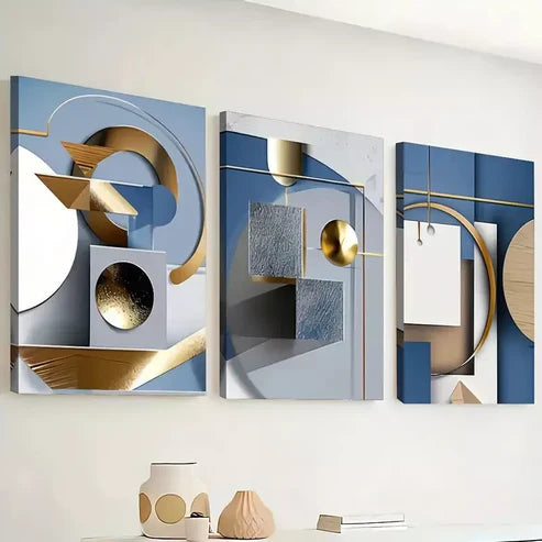 3pcs Modern Abstract with Geometric Print Wall Art Canvas Unframed - High Quality Print 100% Australian Made Wall Canvas