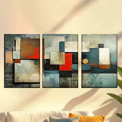 3pcs Vibrant Colorful Geometric Designs Wall Art Canvas Unframed – High Quality Print 100% Australian Made Wall Canvas