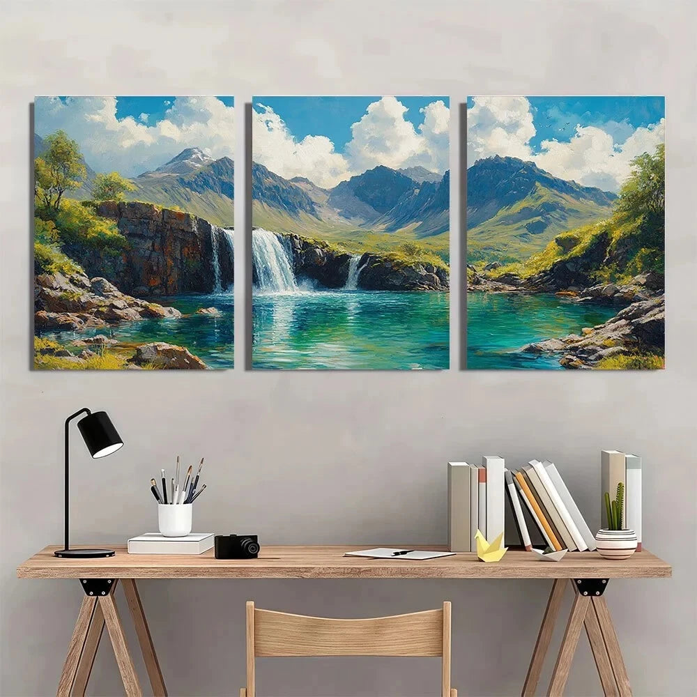 3pcs Fairy Pools Isle of Skye Scenery Metal Print Ready to Hang Art - Bella Home Decor