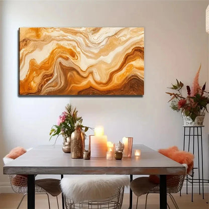 Beige Brown Amber Modern Wall Art Canvas Office Home Room Framed 120x60cm