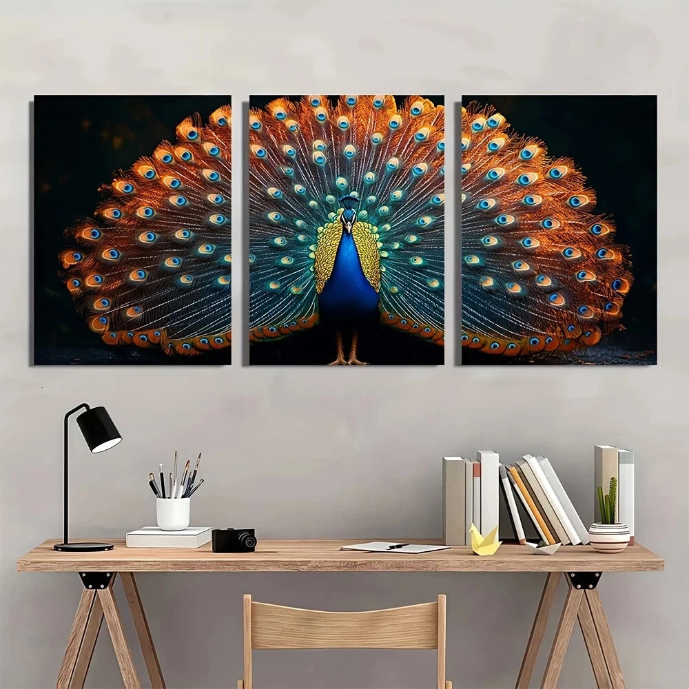 3pcs Elegant Colorful Wildlife Metal Print Ready to Hang Art - Bella Home Decor