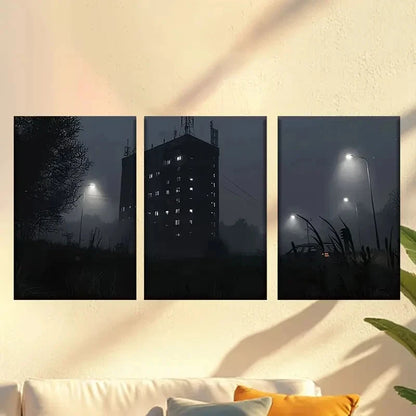3pcs Dark and Spooky City Wall Art Set Canvas Framed 60x90cm - High Quality Print 100% Australian Made Wall Canvas Ready to Hang - Bella Home Decor