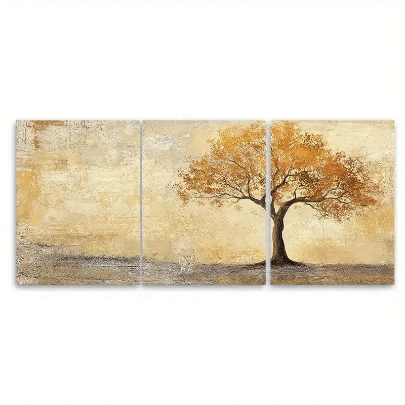 3pcs Textured Tree Nature Inspired Rustic Design Wall Art Set Canvas Framed 50x70cm - High Quality Print 100% Australian Made Wall Canvas Ready to Hang