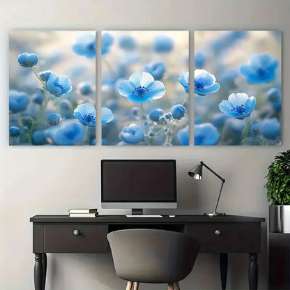 3pcs Baby Blue Eyes Nemophila Manno Park Kagawa Metal Print Ready to Hang Art - Bella Home Decor