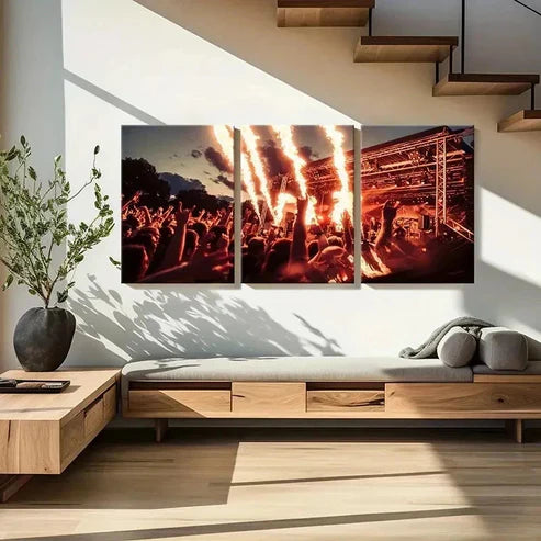 3pcs Band Performance Scene Decoration Wall Art Set Canvas Unframed - High Quality Print 100% Australian Made Wall Canvas - Bella Home Decor