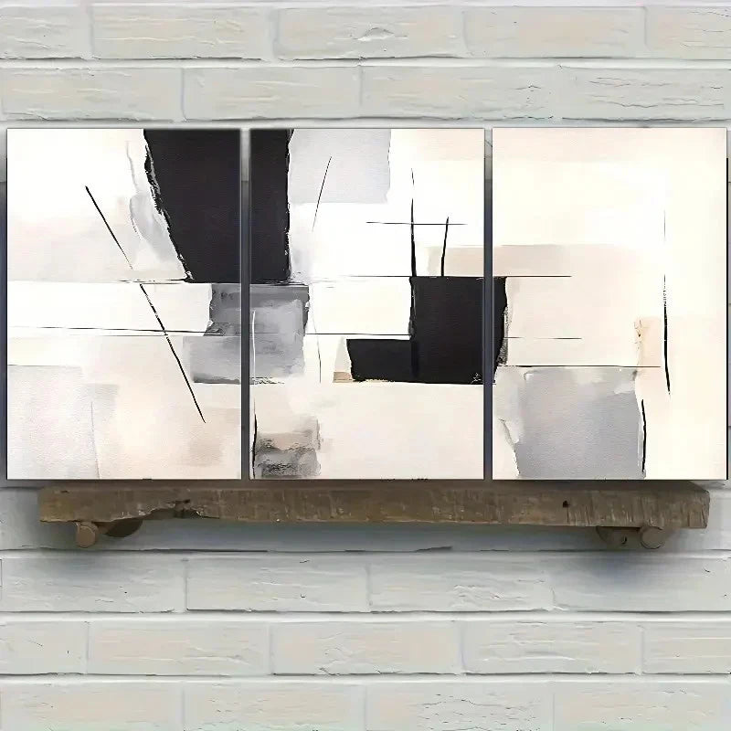 3pcs Grey And Black Wall Art Posters Metal Print Ready to Hang Art