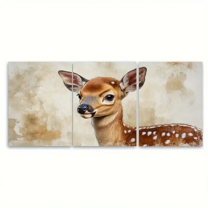 3pcs Young Baby Deer Fawn Illustration Wall Art Set Canvas Framed 50x70cm - High Quality Print 100% Australian Made Wall Canvas Ready to Hang - Bella Home Decor