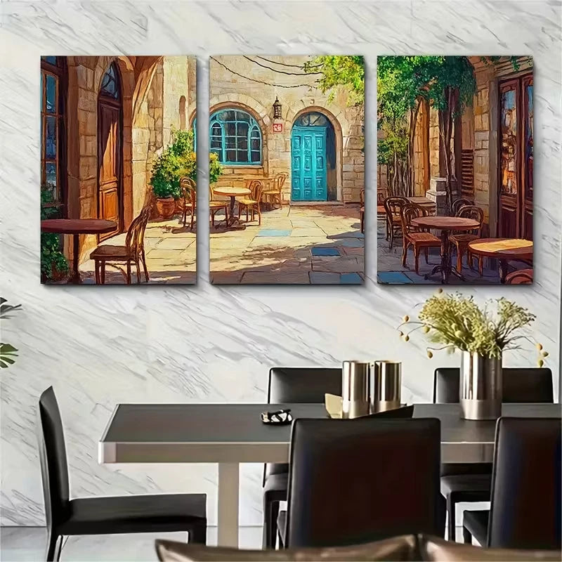 3pcs Detailed Illustration Historic Landscape Metal Print Ready to Hang Art - Bella Home Decor