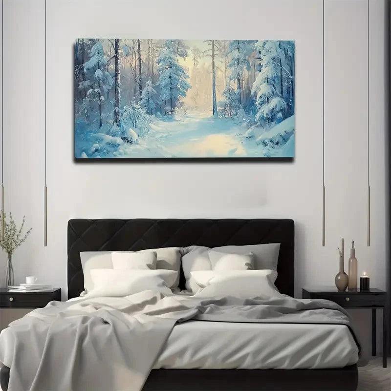 Winter Scenery Snow Wall Art Canvas Office Home Room Framed 120x60cm