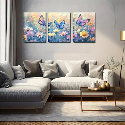 3pcs Three Gorgeous Butterflies Perfect Wall Art Set Canvas Framed 40x60cm - High Quality Print 100% Australian Made Wall Canvas Ready to Hang - Bella Home Decor