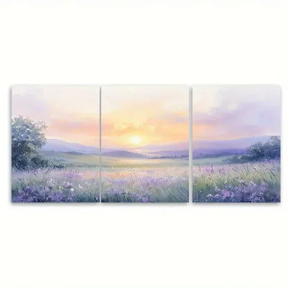 3pcs Soothing Sunrise Gouache Sunrise in Hues  Wall Art Set Canvas Unframed - High Quality Print 100% Australian Made Wall Canvas